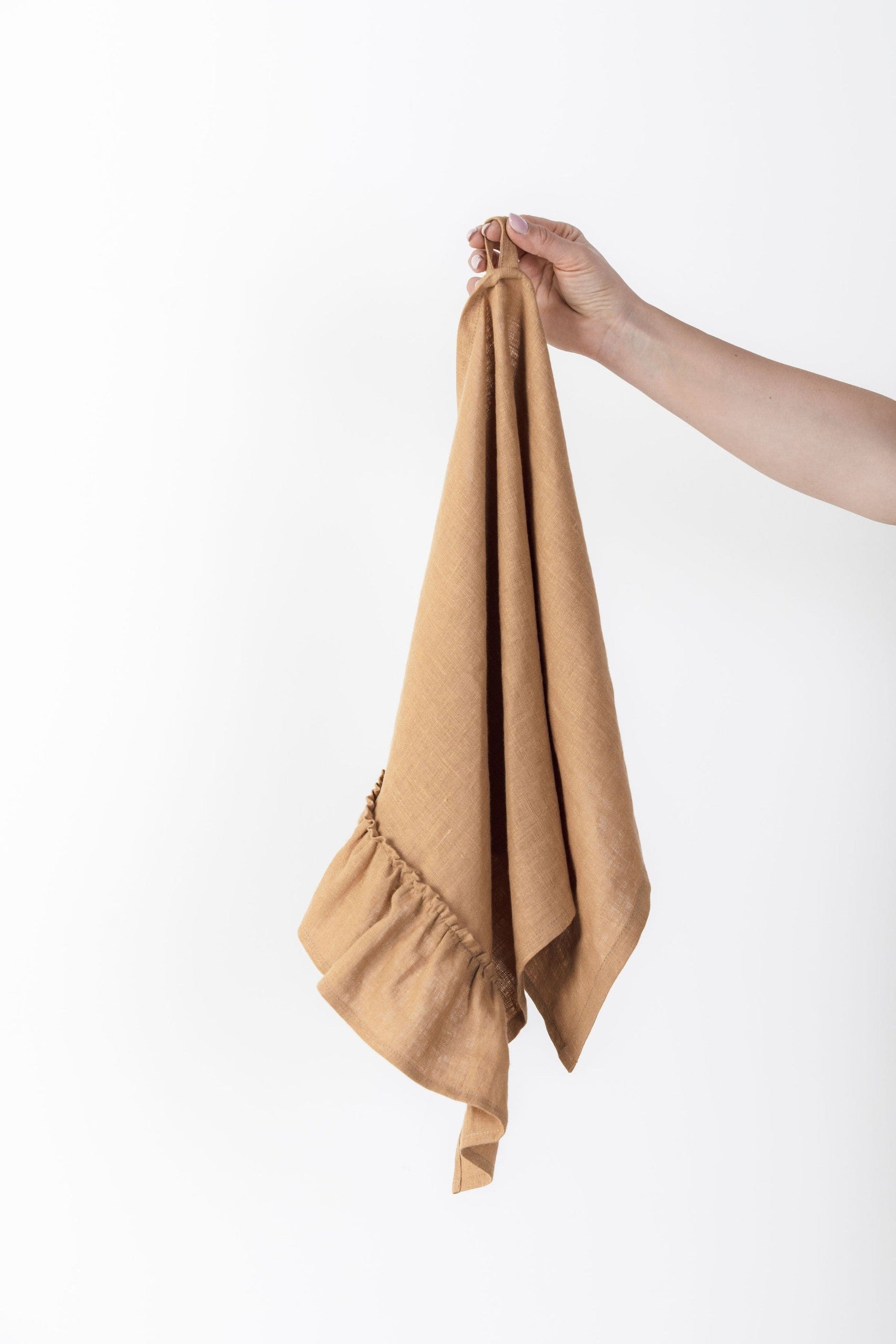 Linen Kitchen Towel With Ruffles