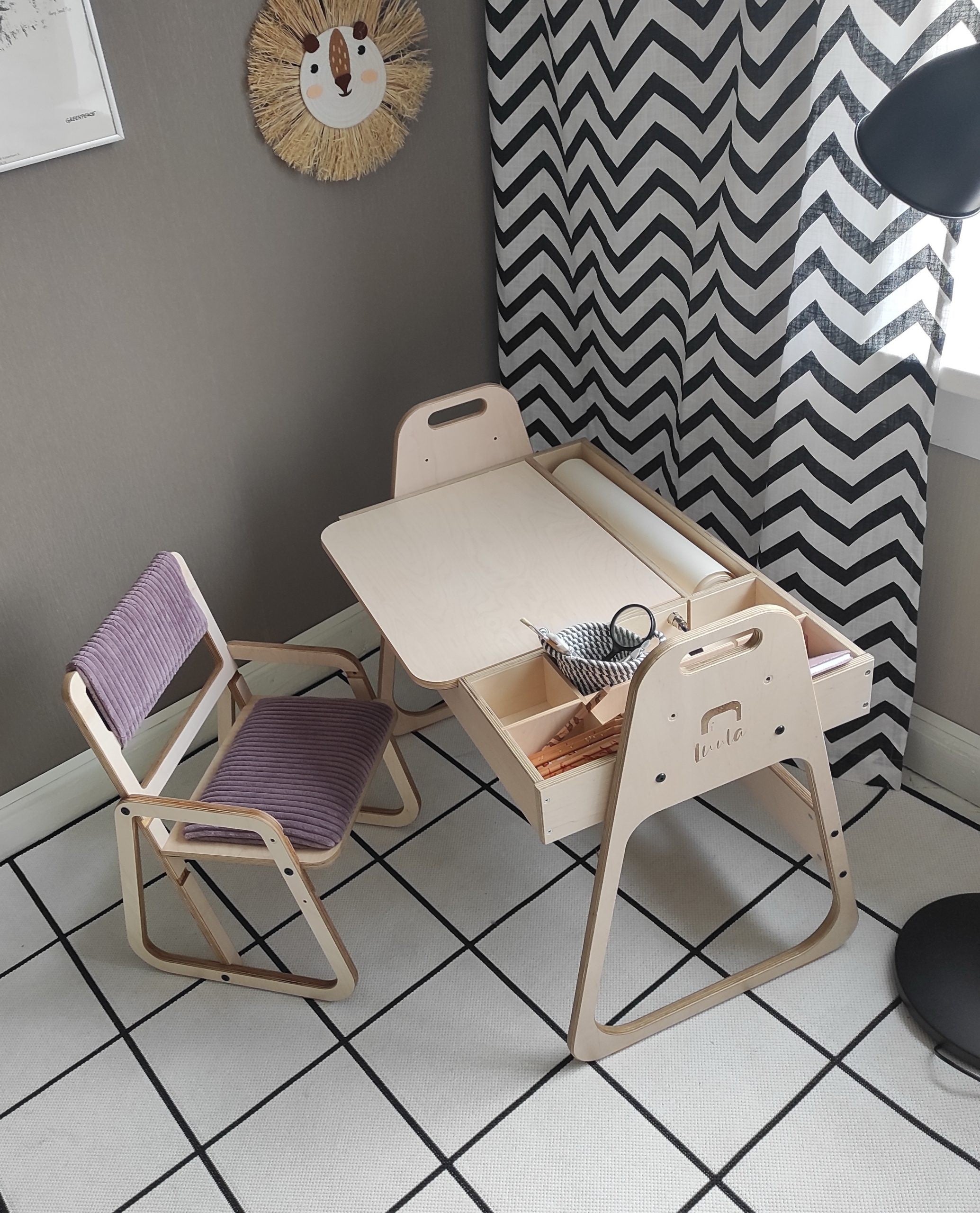 Adjustable Children Chair Julle - Cannon Pink